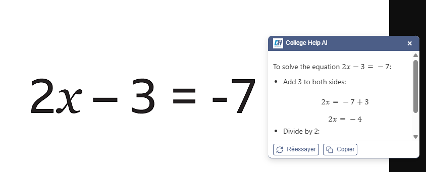 Panel showing a math or code explanation with steps